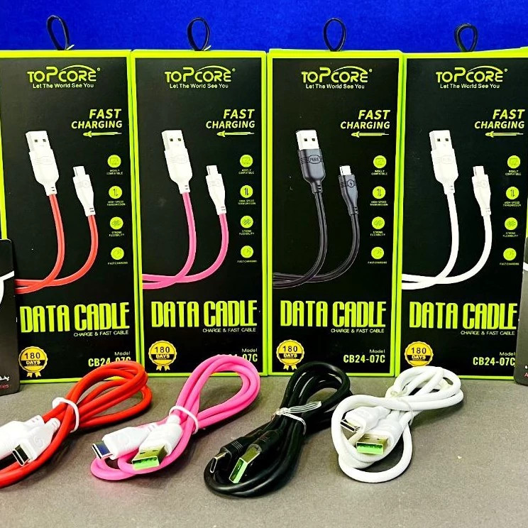 کابل شارژ تایپ سی TopCore مدل CB24-07C فست شارژ