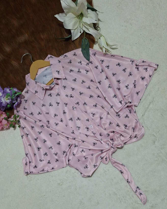 شومیز گره ای چاپی پاپیون زیبا و شیک ❤️😍